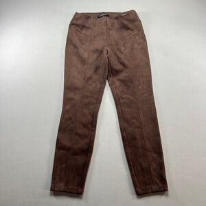 Andrew Marc New York Legging Pants Womens XS Brown Stretch Faux Suede Pull On